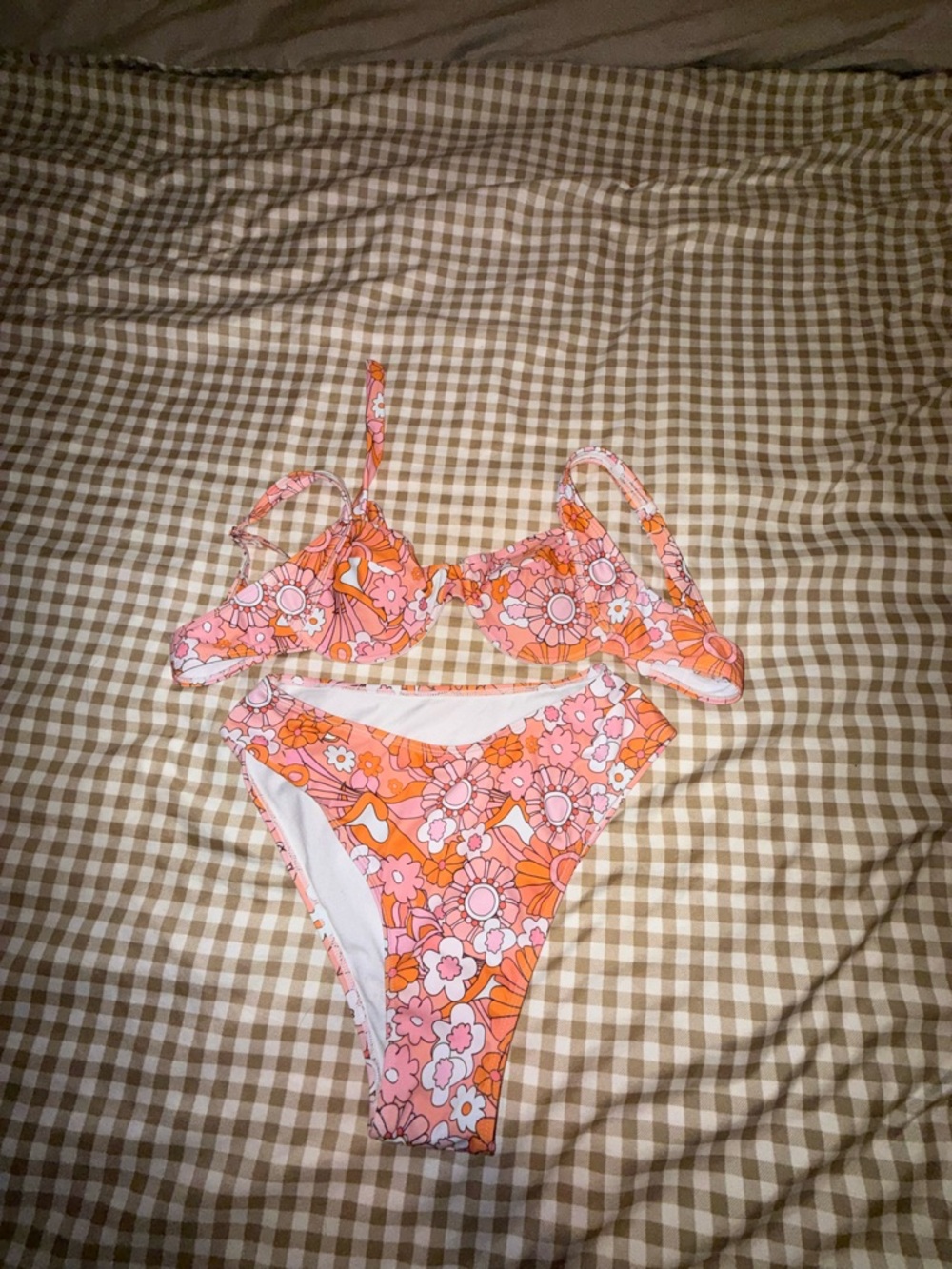Floral Pink & Orange Two-Piece Bikini Set